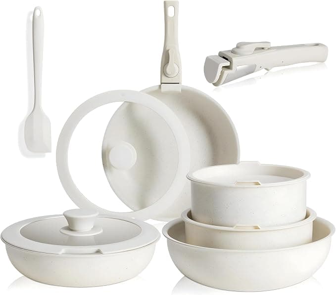 Smart Space-Saving Nonstick Cookware Detachable Handles