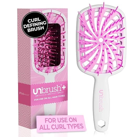 FHI Heat UNbrush Plus — Curly Hair Brush for Gentle & Effective Detangling on Wet or Dry Fragile Hair Types — Detangler Brush w/ 84 UltraFlex Bristles, Ultra-light, Vented, Anti Static Hairbrush